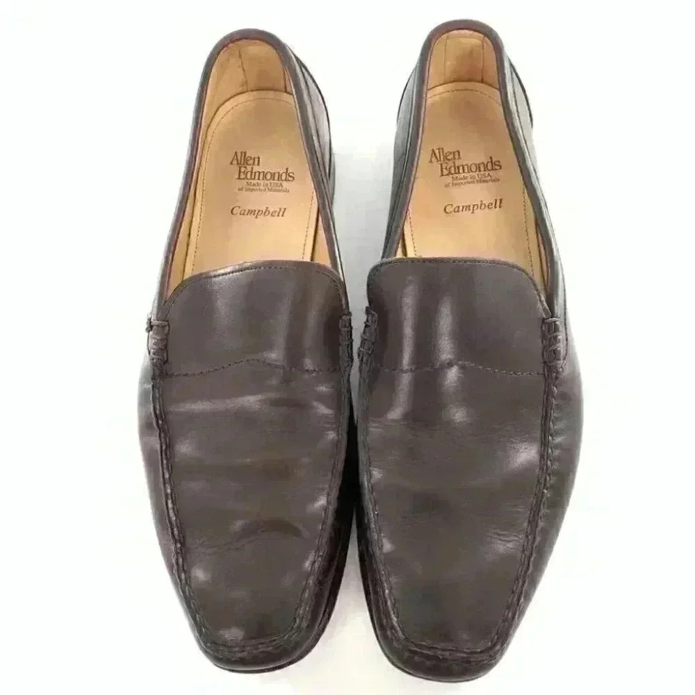 Allen Edmonds Campbell mens loafers size 9.5 D brown leather slip on